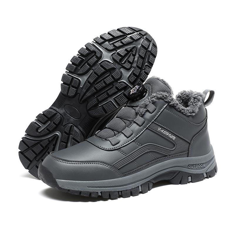 

Теплые зимние ботинки большого размера 36-48, мужская повседневная рабочая обувь, кожаные или замшевые высокие нескользящие ботинки по щиколотку, новые водонепроницаемые зимние ботинки для мужчин и женщин 48 серый