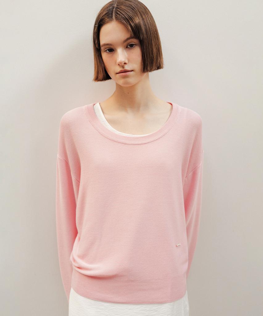 ANDNEEDS Scoop U-Neck Knit (Pink)