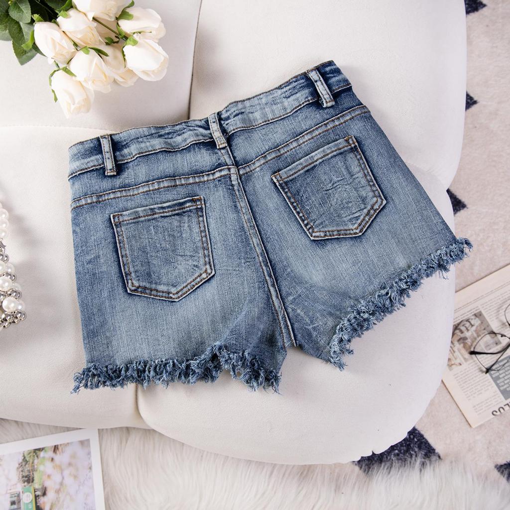 Cross-Border European & American Sexy Casual High-Waisted Plus Size Ripped Denim Shorts for Women