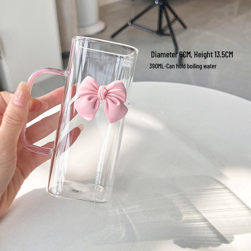 Princess Style Pink Bow Glass Cup - Water Absorbent DIY Caterpillar Design
