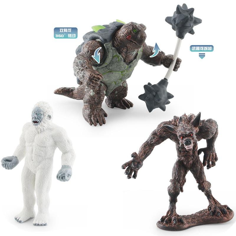 Stunning Pvc Mythical Monster Battle Turtle Snow Werewolf Model For Desk Decor