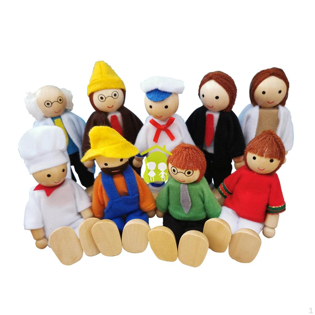 Mini People Figurka Dřevěný domeček pro panenky Set Minitype Toys Panenky Rodina pro panenky