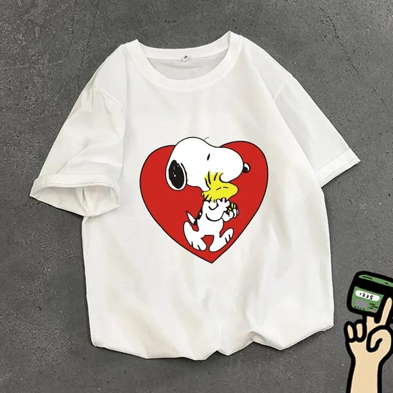 Snoopy Heart Graphic Print White T-shirt XL