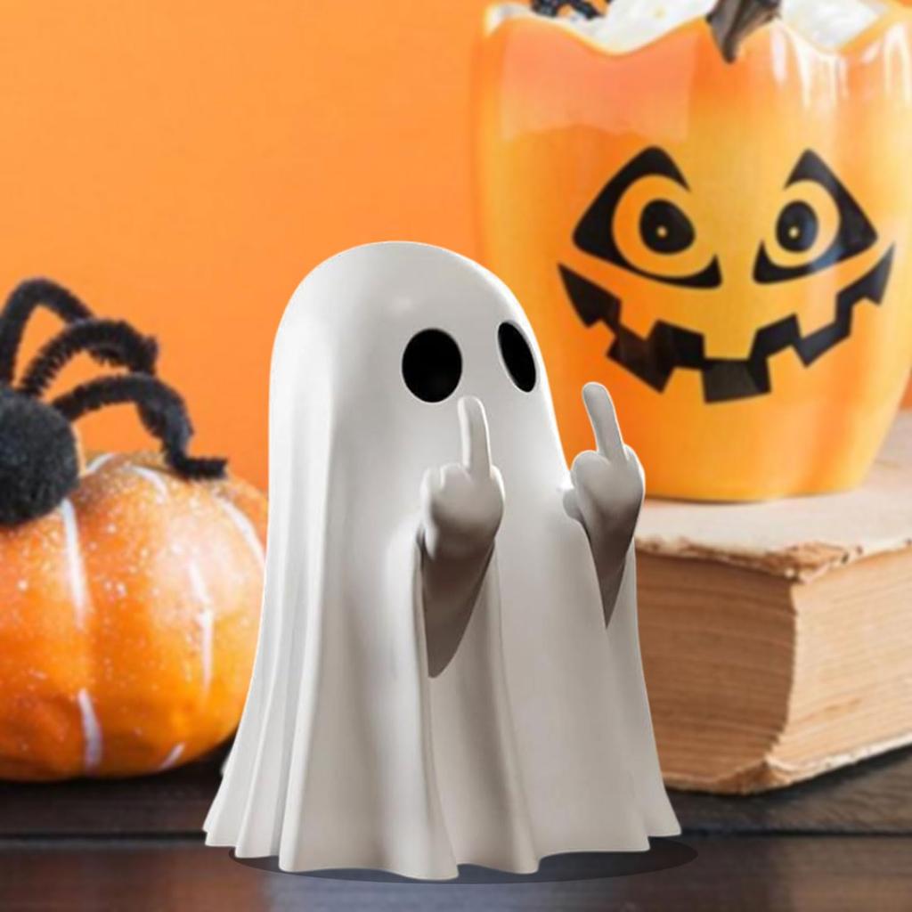 Middle finger cute ghost statue, ghost little scary ghost statue, home accessories, Halloween resin handicraft decoration gift