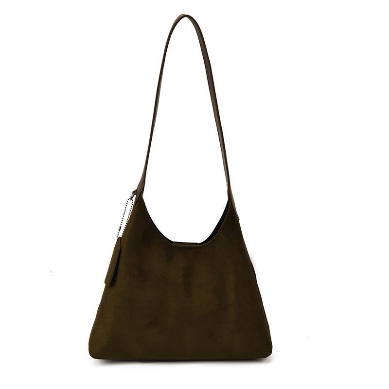 2025 Winter New Solid Faux Suede Hasp Simple Versatile Shoulder Bags Classic Classic Style Commute Portable Handbags for Women