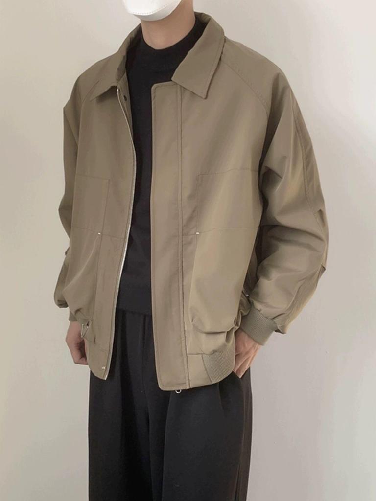 Men's Black Korean Style Loose Lapel Jacket for Spring and Autumn