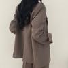 Women Spring Autumn Suit Coat Lapel Long Sleeve Flap Pockets Solid Color Loose Fit Casual Blazer Workwear