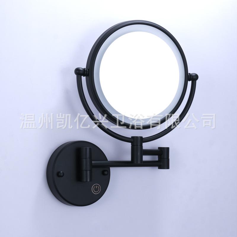 Wall-Mounted LED Touch Makeup Mirror with Recessed Wiring, Telescopic Fold, for Hotel Bathrooms