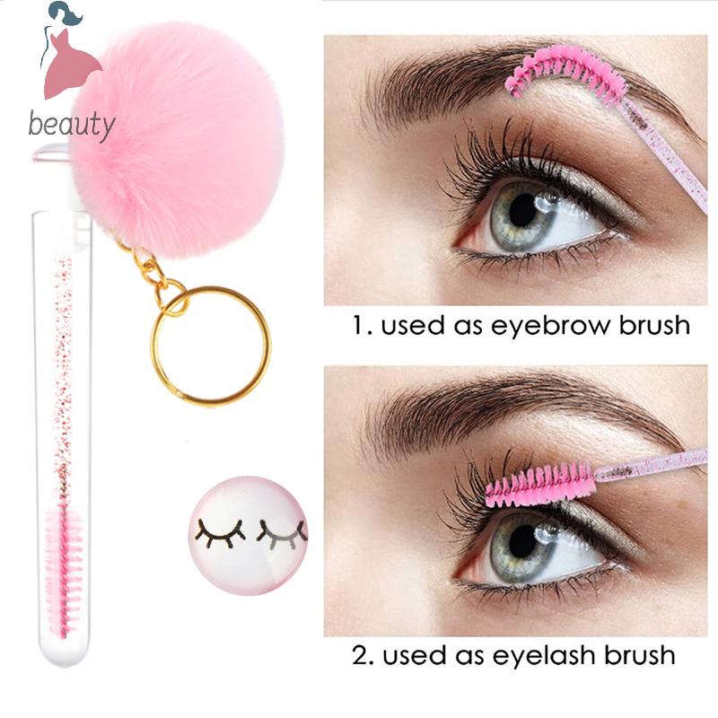 Dustproof Eyebrow Comb Beauty Tools Eyelash Brush Tube With Pompom Lash Extension Makeup Brush 11.5cm