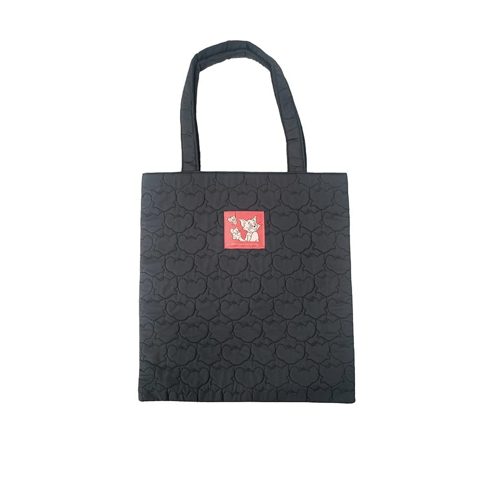 SK Japan Tom and Jerry Quilted Tote Black Bag,