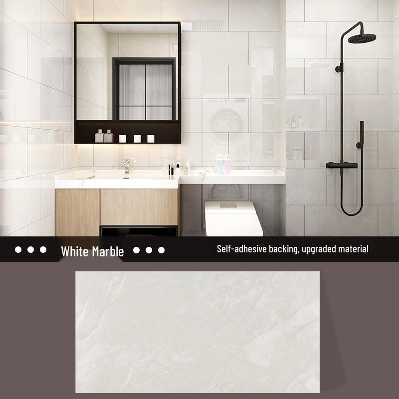 Wasserdichte Badezimmerwandpaneele – Fliesenimitat-Aufkleber & Marmor-Holzmaserungsdekor