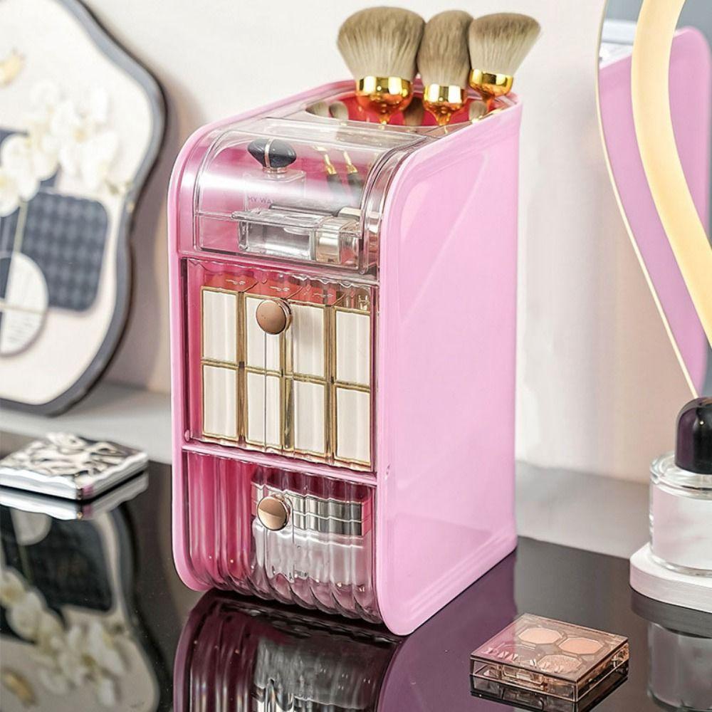 Plastic Cosmetic Storage Box Space Saving Makeup Storage Container Stationery Storage Box  for Home