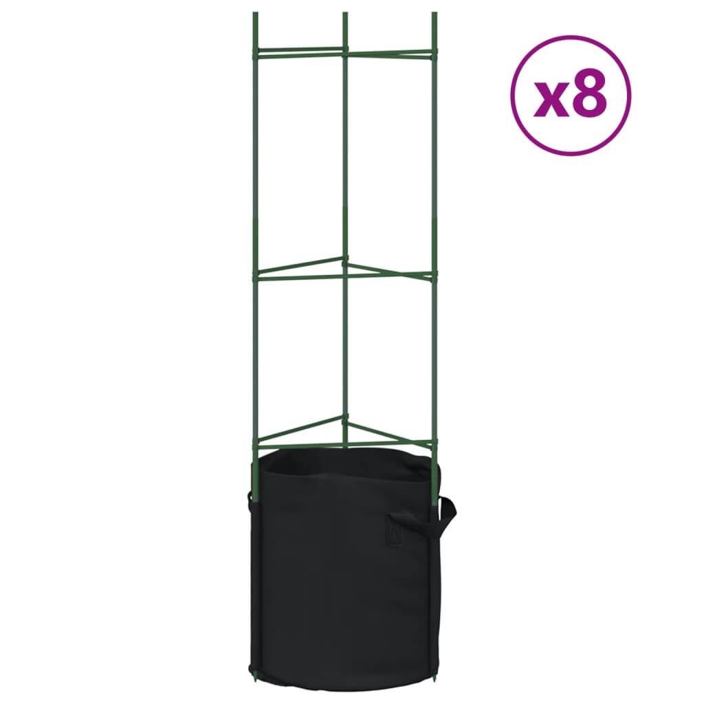 Tomato Cages with Plant Sacks 8 pcs 116 cm Steel and PP