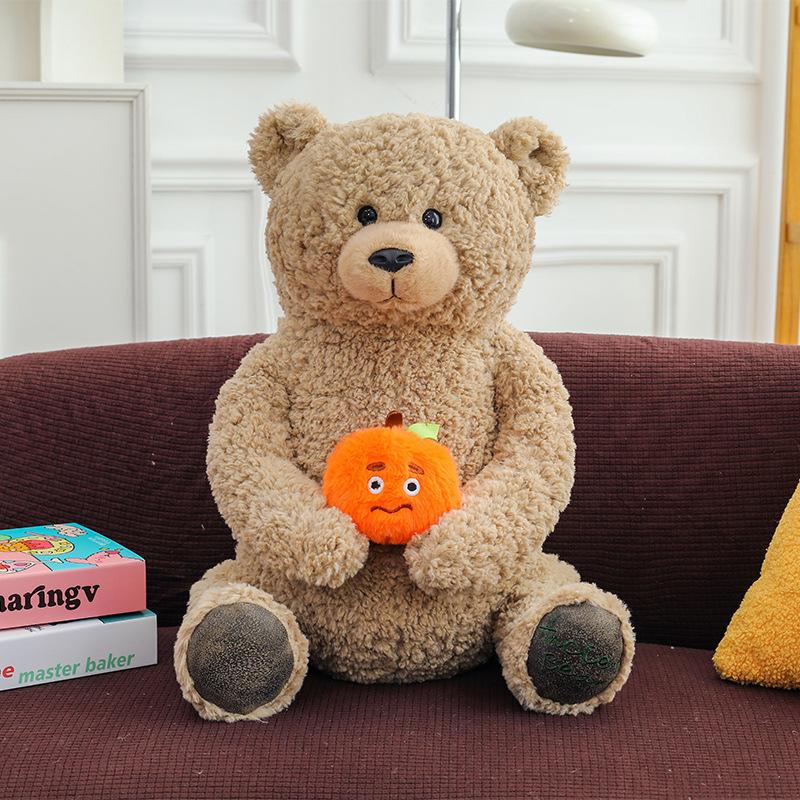 

New Orange Bear Doll Plush Toy Sitting Teddy Bear Hug Bear Doll Children s Gift for Women 35Cm sitting height (0.44kg)