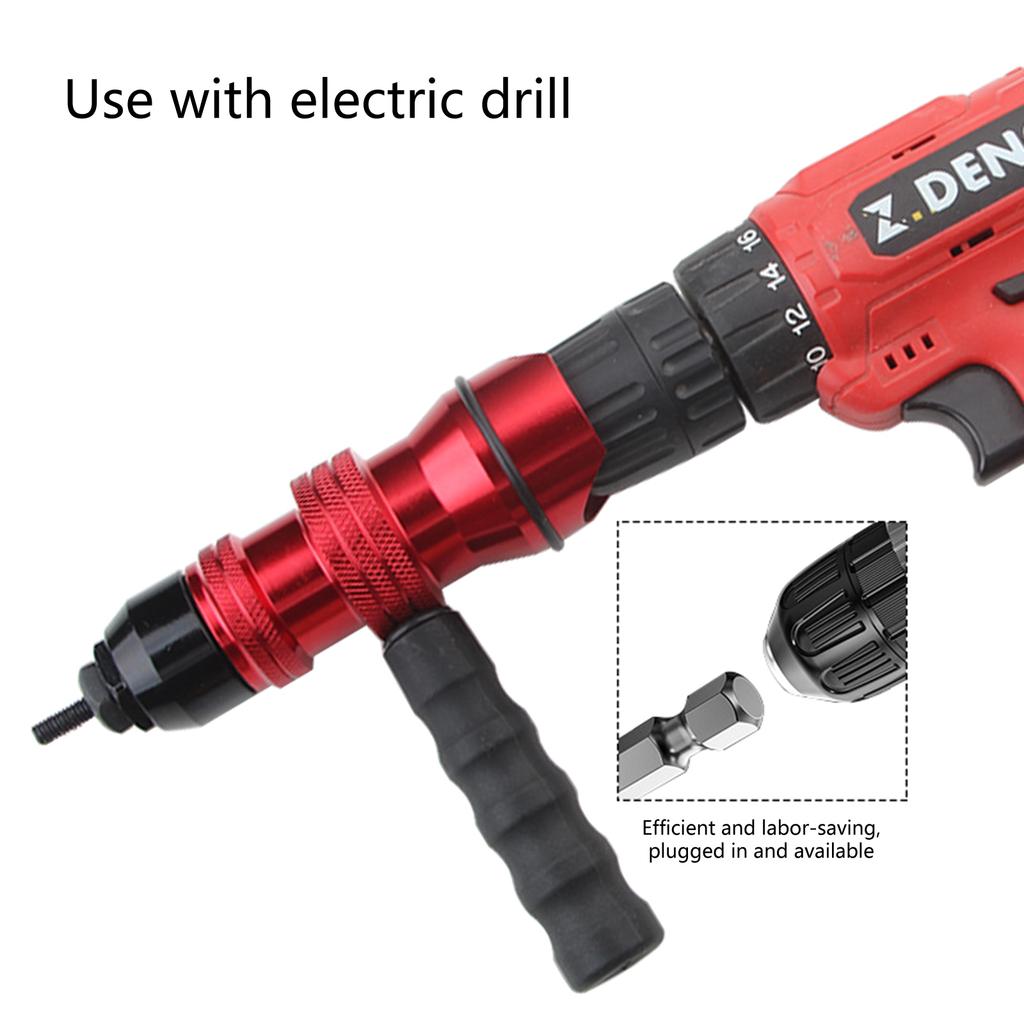 Cordless Drill Electric Rivet Gun Adapter Rivet Nut Drill Adapter Kit M3-M10 Cordless Rivet Nut Tool for Electric Drill