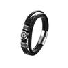 Men's Multi-layer Leather Bracelet with Magnetic Clasp & Hexagram Charm