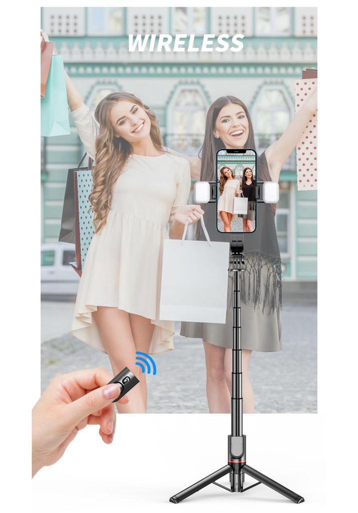 L12 Bluetooth Selfie Stick & Desktop Stand: Extendable Beauty Camera Tripod for Live Streaming