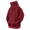 Mens Oversized Hooded Sweatshirt With Stacked Turtleneck Loose Fit Streetwear Winter Warm Fleece Lined