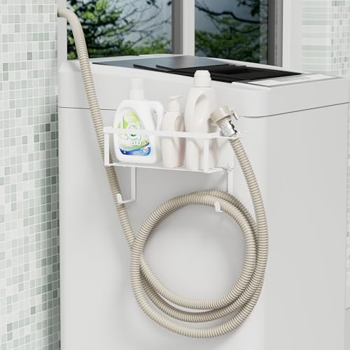 

RCHYFEED Washing Machine Side Magnetic Multi-Function Hose Holder with Hooks for Water Supply Hose Storage, Laundry Side Rack, Magnetic Storage Rack,