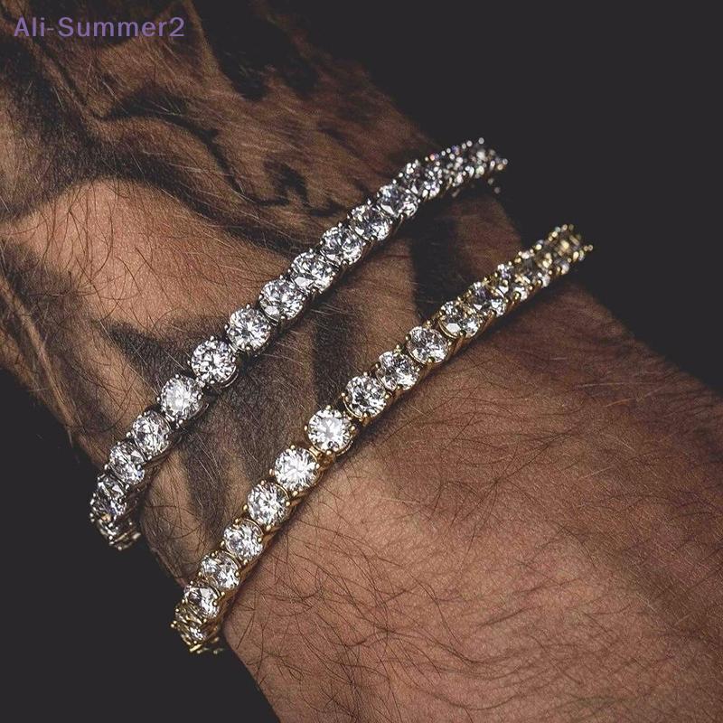 {Summer2} {Summer2} Hiphop Tennis Bracelet 3mm Cubic Zirconia Mens Crystal Link Chain On The Hand Streetwear Jewelry