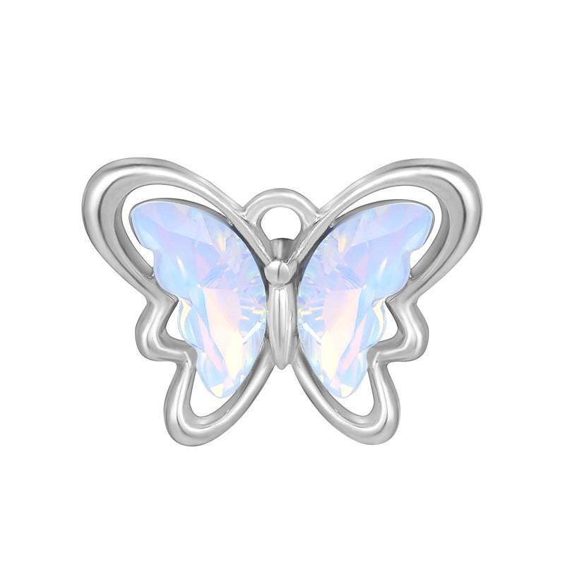 Crystal Heart Moon Crown Butterfly Planet Pendant Beads Stainless Steel Charms Earrings Necklace Jewelry DIY Making Woman Gifts