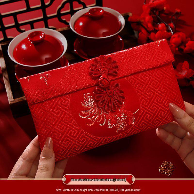 

2025 Wedding Red Envelopes: Double Happiness, Large Engagement Tea Ceremony Gift, 10K Yuan Theme