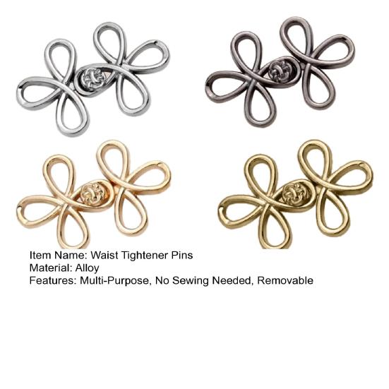 4 Stück Taillenstraffer-Nadeln Blume Hosenbund-Versteller Legierung Abnehmbar Kein Nähen Erforderlich Taillen-Nadeln für Jeans Röcke Hosen