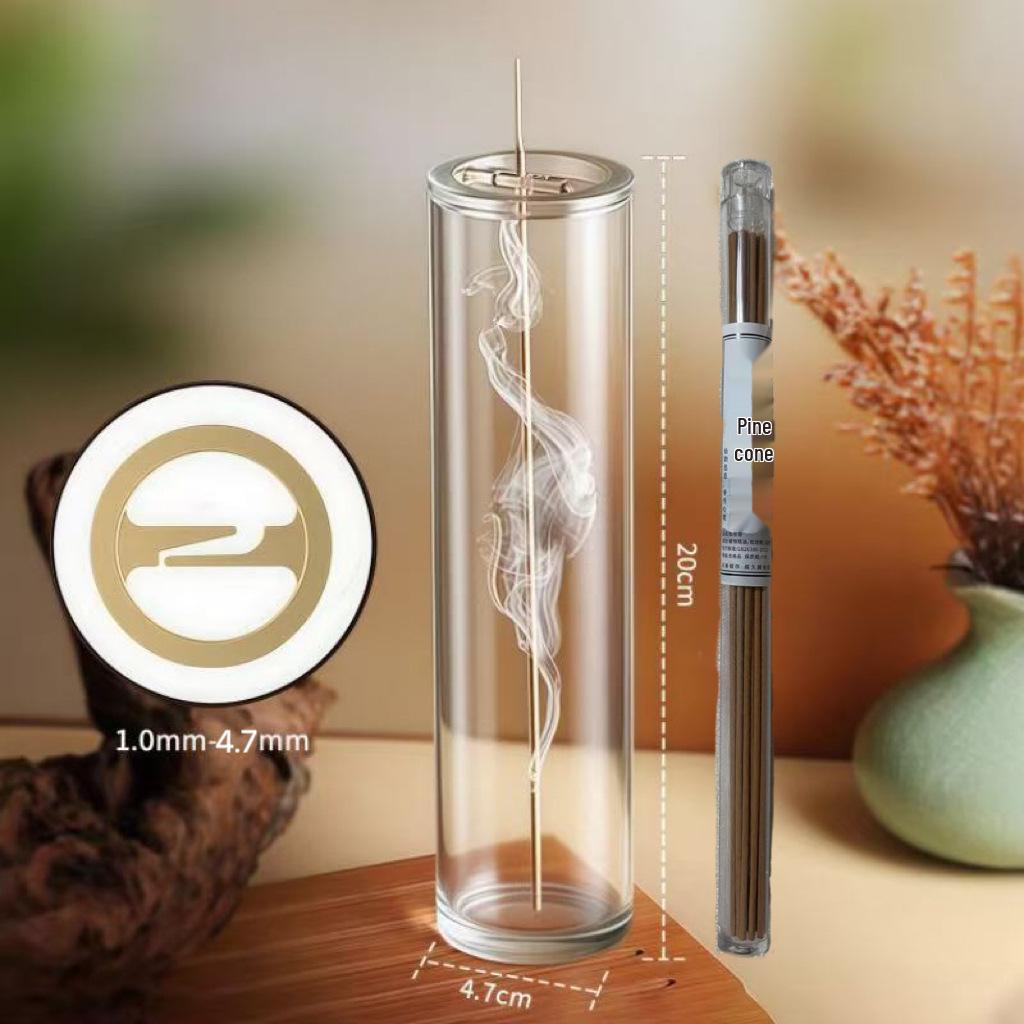 Inverted Glass & Metal Incense Burner – Ash-Proof Aromatherapy Holder for Home Decoration