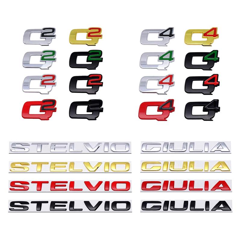 BEZO1 3D Metal Q2 Q4 Letter Badge Rear Giulia Stelvio Trunk Emblem Car Stickers For Alfa Romeo Giulia Stelvio Car Styling Accessories