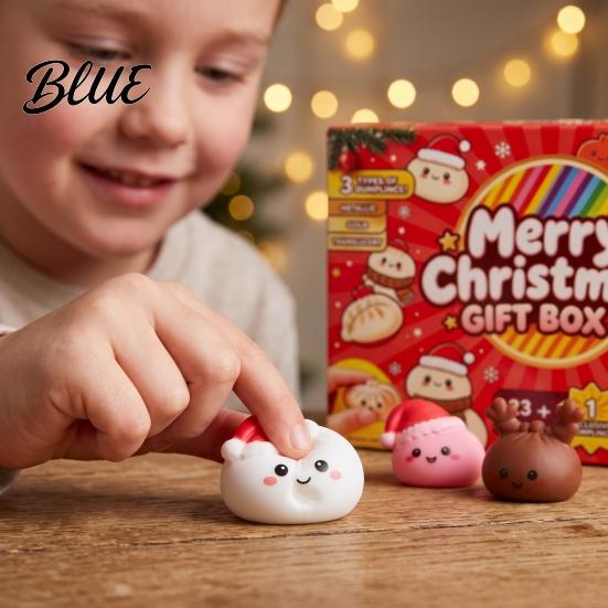 Sensory Relief Gifts for Classmates 2026 Christmas Dumplings Advent Calendar with 24 Mini Bun Squeeze Party Supplies Students Toys Festive Countdown