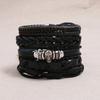 Hot Selling Punk Style Vintage Leather Bangle Set Handmade Mens Bracelets with Skull Accessories Fashionable Jewelry Accessory