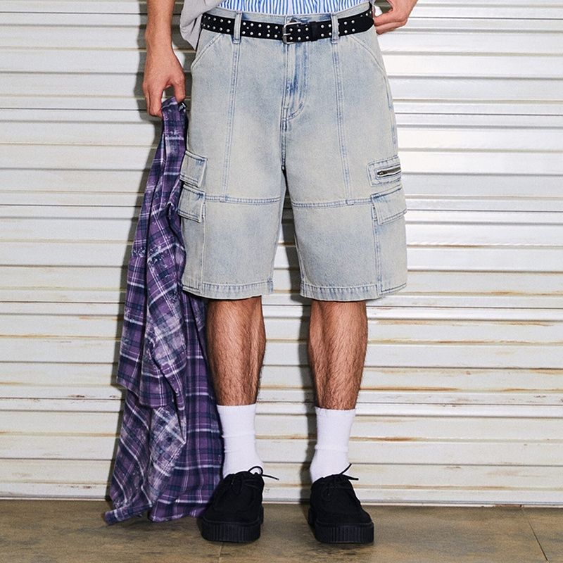 

HM Men s Jeans 2025 Autumn New Arrival Loose Straight-leg American Fashion Casual Denim Shorts 1288844 Green 175/84