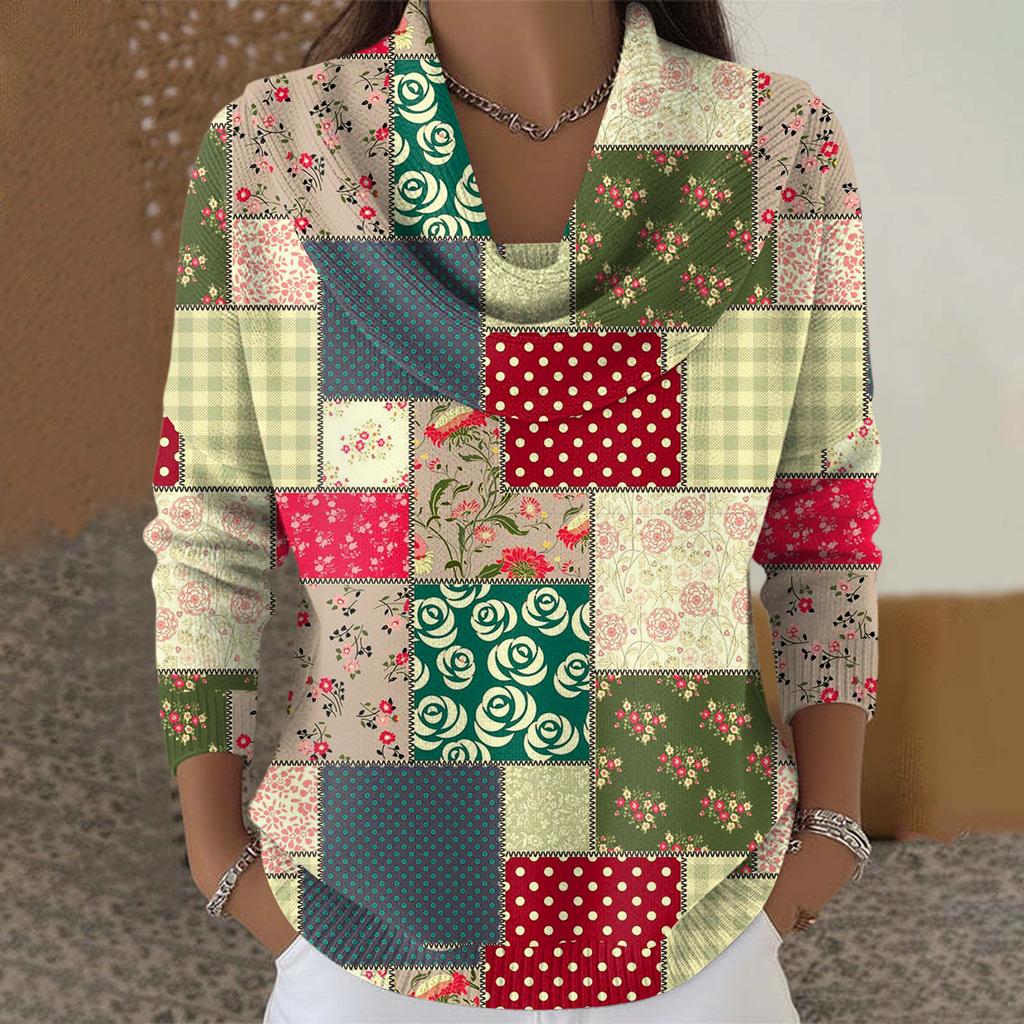 Dámský ležérní a módní svetr s dlouhým rukávem a potiskem, kulatým výstřihem