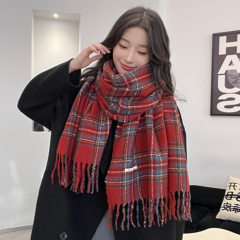 Christmas gift couple scarf women's autumn and winter high-end feeling warm versatile knitted scarf atmosphere cashmere