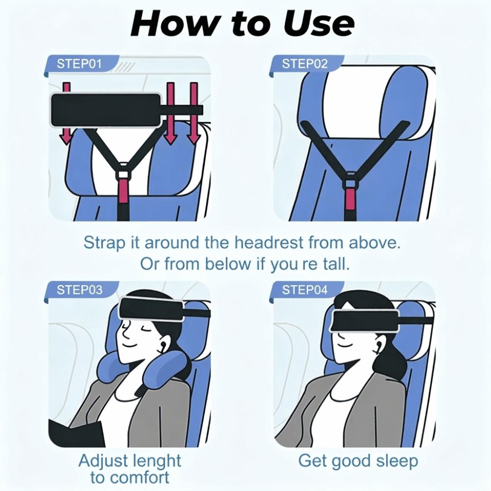 Multi-functional Travel Eyemask Adjustable Neck Pillow Travel Essentials Head Support Strap Cars