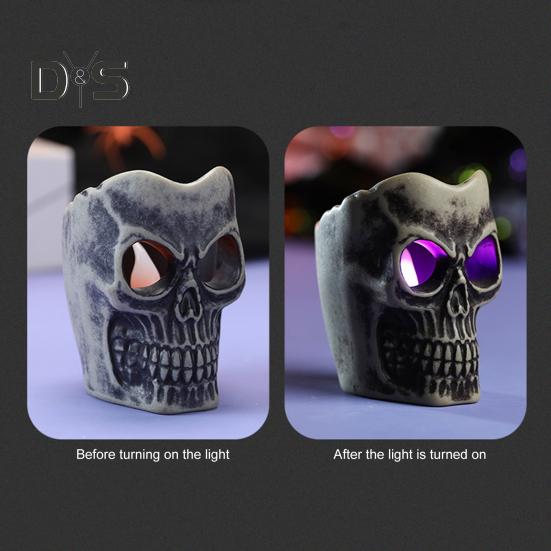 Halloween Skull Candle Light Decoration Spooky Skeleton Statue Tabletop Decor for Outdoor Yard Graveyard Halloween Party Supplies