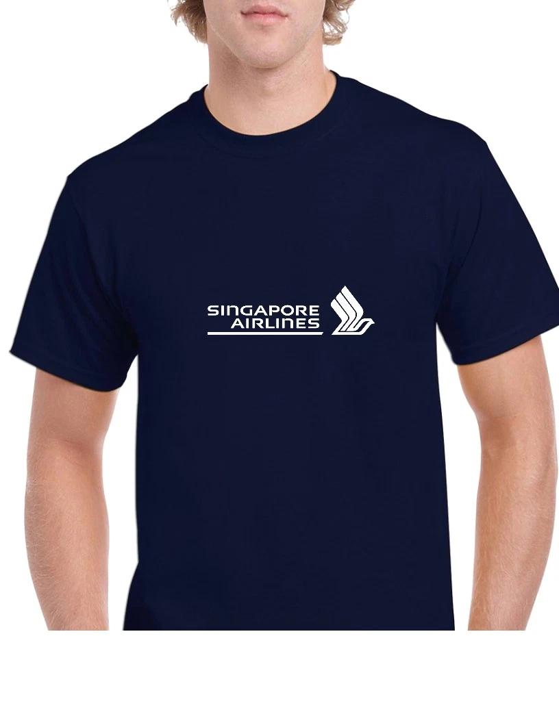 Singapore Airlines White Logo Aviation Geek Navy Blue Cotton T-Shirt 3XL