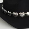 European, American and Western Cowboy Hat Top Hat Simple Versatile Metal Hollow Love Heart Hat Chain Hip Hop Punk