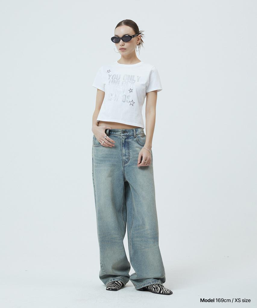 MAHAGRID Unlock Crop Tee White(Mg2Gmft529A)