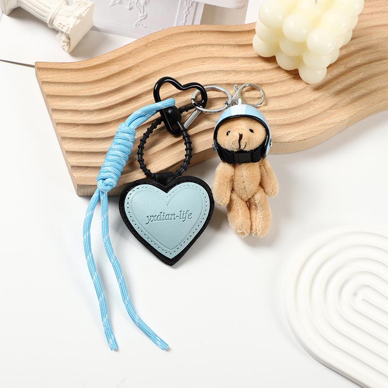 

Yogodlns Cute Helmet Bear Pendant Bag Accessory Motorcycle Bear Small Handbag Backpack Pendant For Women Charm Gifts one size