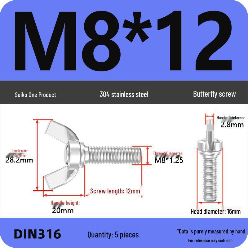 304 Stainless Steel Hand-Tightening Butterfly Weld Screws - Ram Horn M4 M5 M6 M8