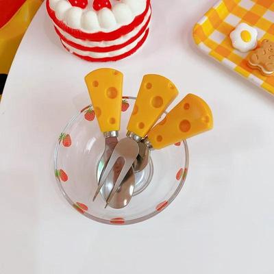 Super Cute Cheese Knife and Fork Cute Breakfast with Butter Cake Bread Dessert Fork