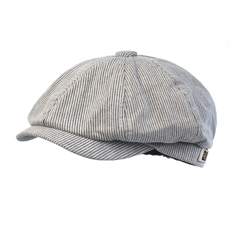 Gestreept Nieuwspetje Peaky Casual Achthoekige Pet Vintage Zachte Baret Pet Vizier Gatsby Platte Klimop Pet Vier Seizoenen 56-59 cm gray