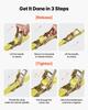 Ratchet Straps, 38.1 mm x 3 m, Heavy Duty Tie Down Straps with Double J Hook, 3000 kg Break Strength, Carry Bag, Tie Down Ratcheting for Moving,