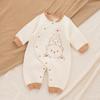 Infant Quilted Cotton Romper: Autumn-Winter, Warm Three-Layer Design, Size 90, Stylish & Cozy
