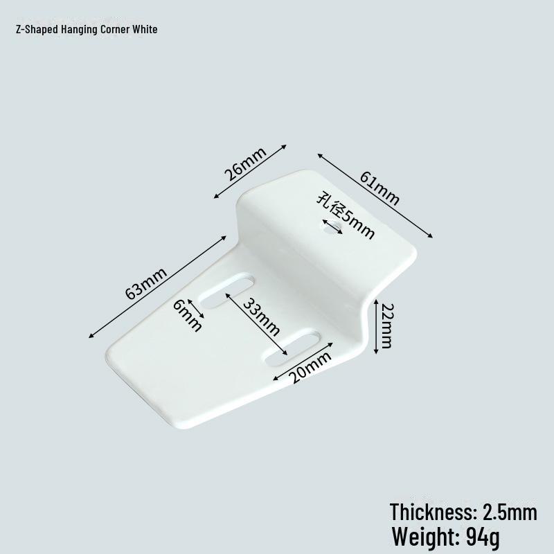 Vitmålat Justerbart Hörnupphängningsfäste för Badrumsskåpsinstallation