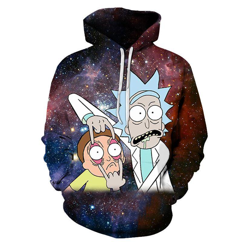 3d And Rick Print Womenmen Pullover Hoodie Sweatshirt Tops Jumper
