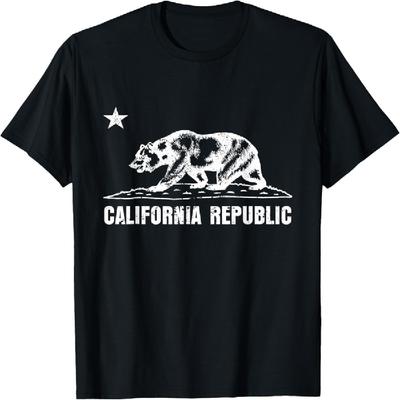 Californië Grappige Staatbeer Vintage Verweerd Grafisch T-shirt