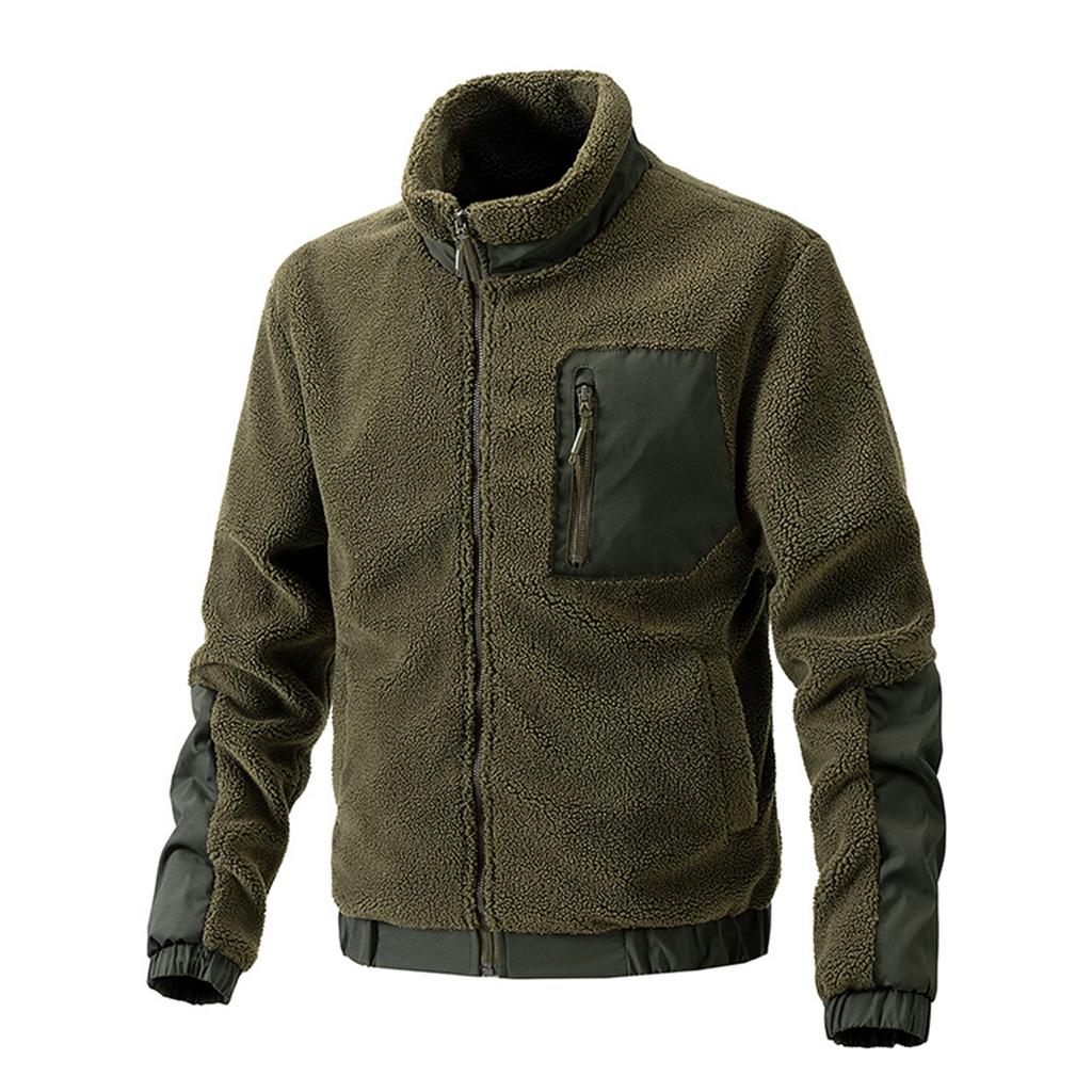 Men's Stand Collar Fleece Casual Jacket Cardigan Coat Outdoor Tops