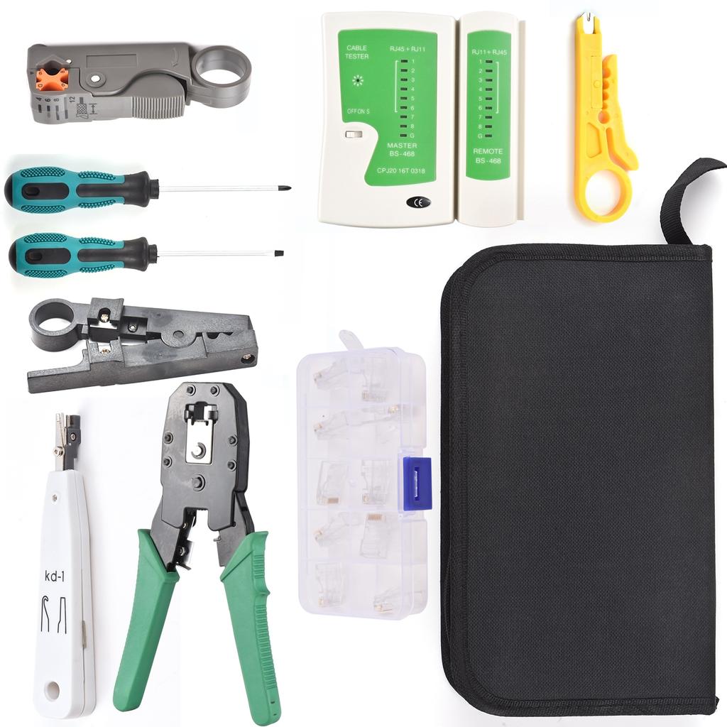 RJ45 Crimping Tool Cable Tester MultiFunctional Network Cable Kit Home Repair Tools RJ11 Crimp